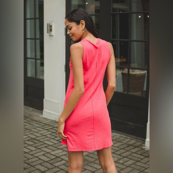 💫Bobi Scoop Neck Slub Cotton Tank Dress, Raspberry, Small, Gently used! - Picture 3 of 14